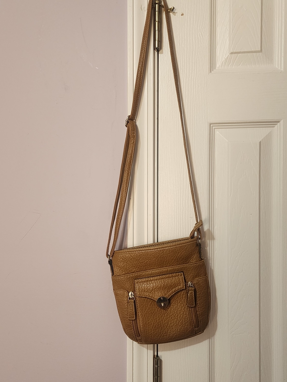 Rosetti Tan Pebbled Leather Crossbody Bag